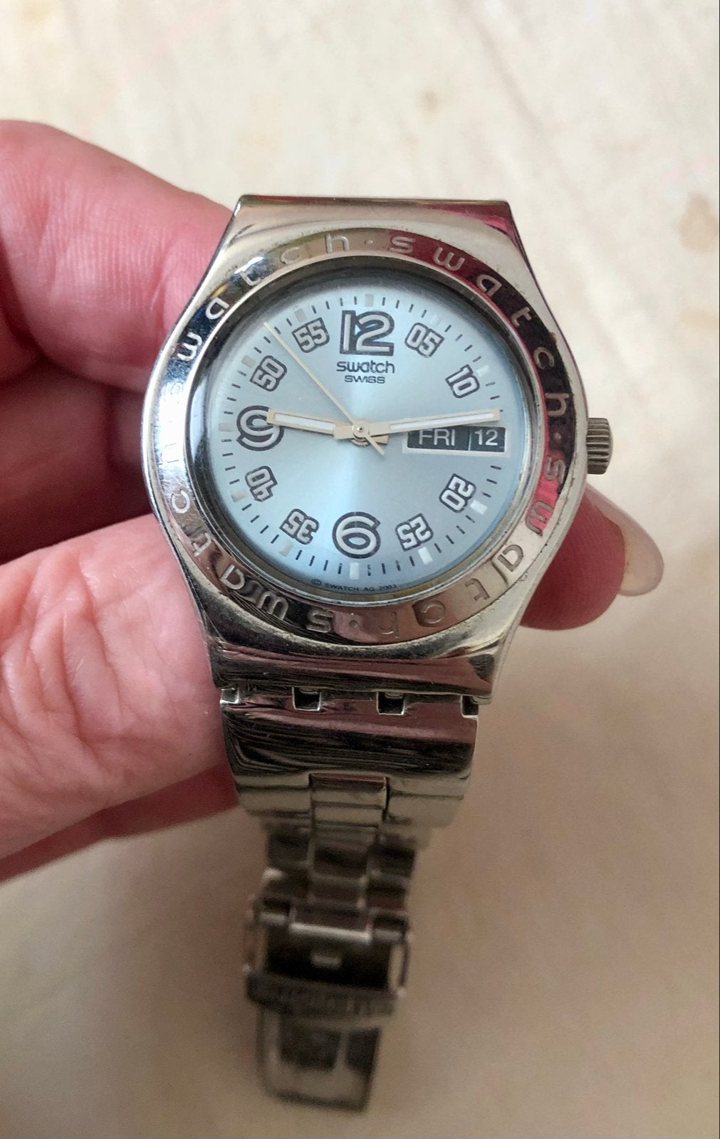 Stijlvol Swatch Irony Horloge met Metalen Band, Sieraden, Tassen en Uiterlijk, Gebruikt, Staal, Polshorloge, Swatch