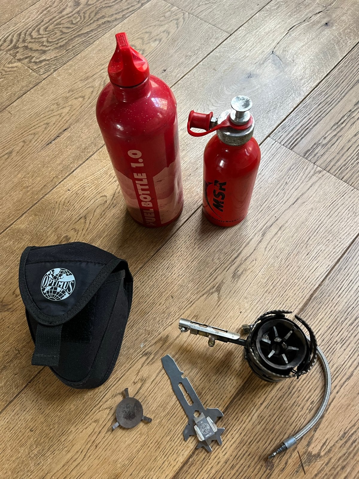 Optimus Nova brander met MSR en Sigg brandstofflessen, Ophalen of Verzenden, Gebruikt