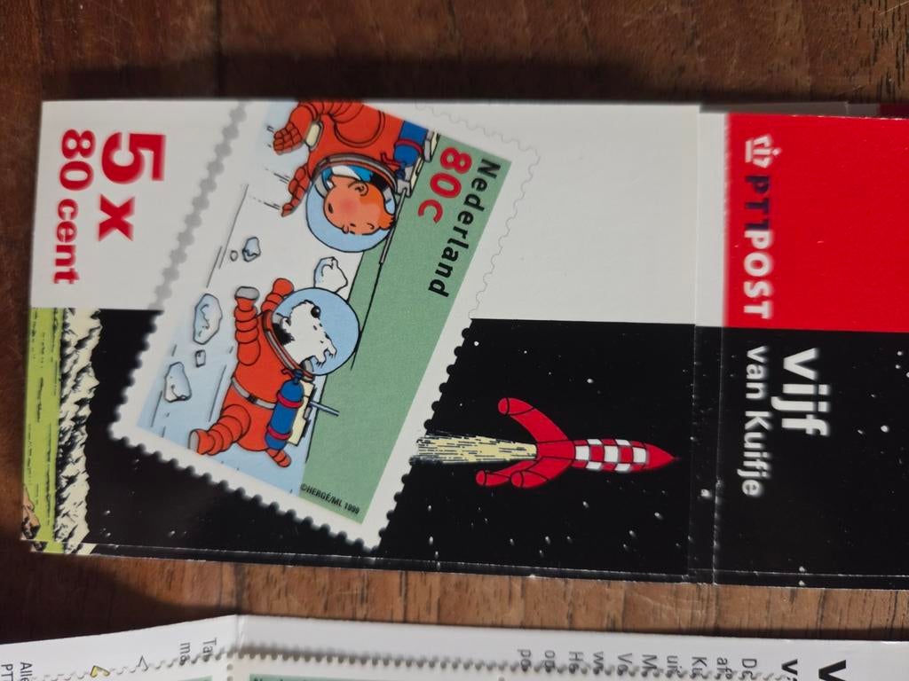 Kuifje op de Maan postzegelvel - 5x 80 cent, Ophalen of Verzenden, Na 1940, Postfris
