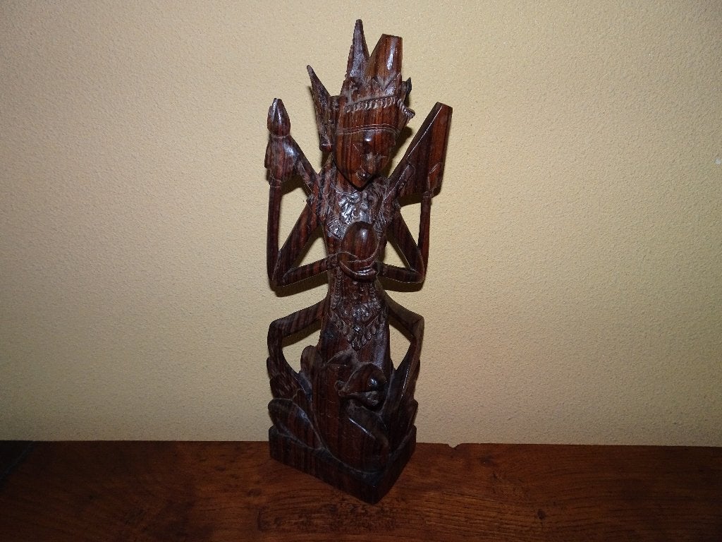 Tweekleurig bruin Balinees houtsnijwerk, Houtsnijwerk, Ophalen of Verzenden, 20 - 50 cm, Hout