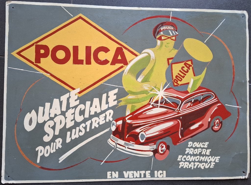 Jaren 30 40 metalen plaat handgeschilderde met Ford Deluxe, Ophalen of Verzenden, Gebruikt, Reclamebord