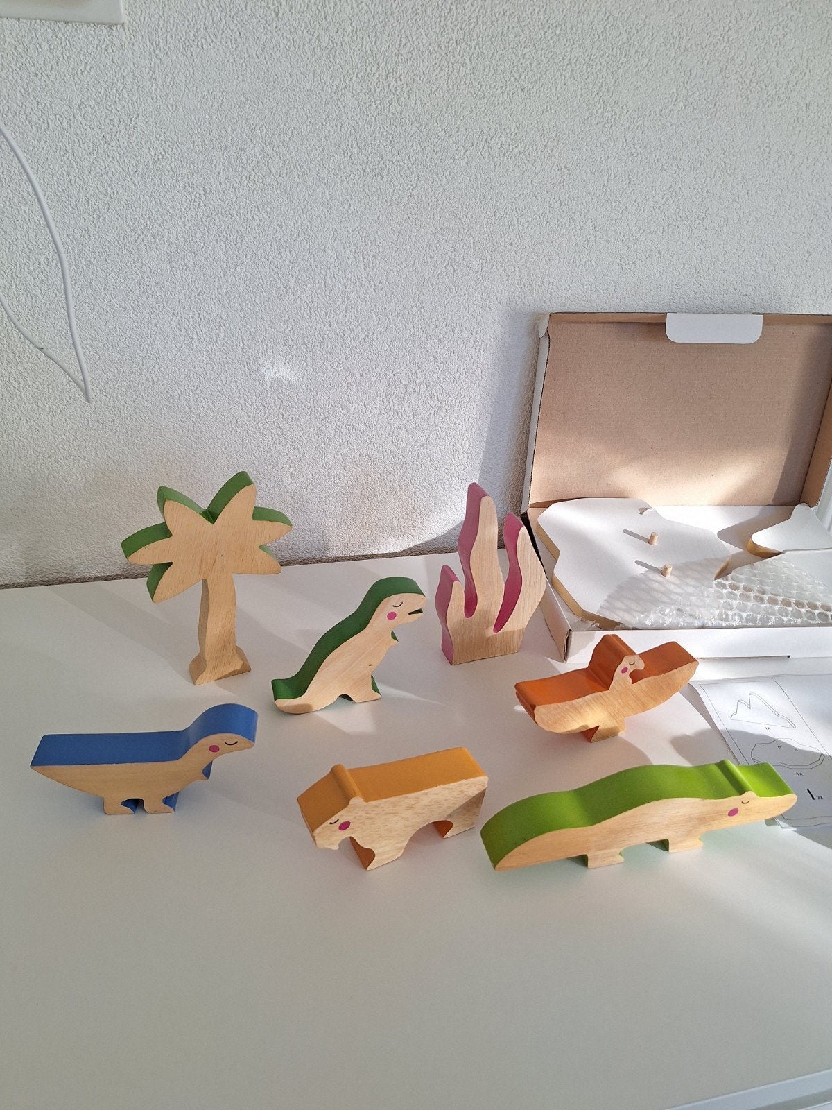 Mooie Houten speelset dieren, Dino,bomen stevige kwaliteit., Ophalen of Verzenden, Zo goed als nieuw, Overige typen