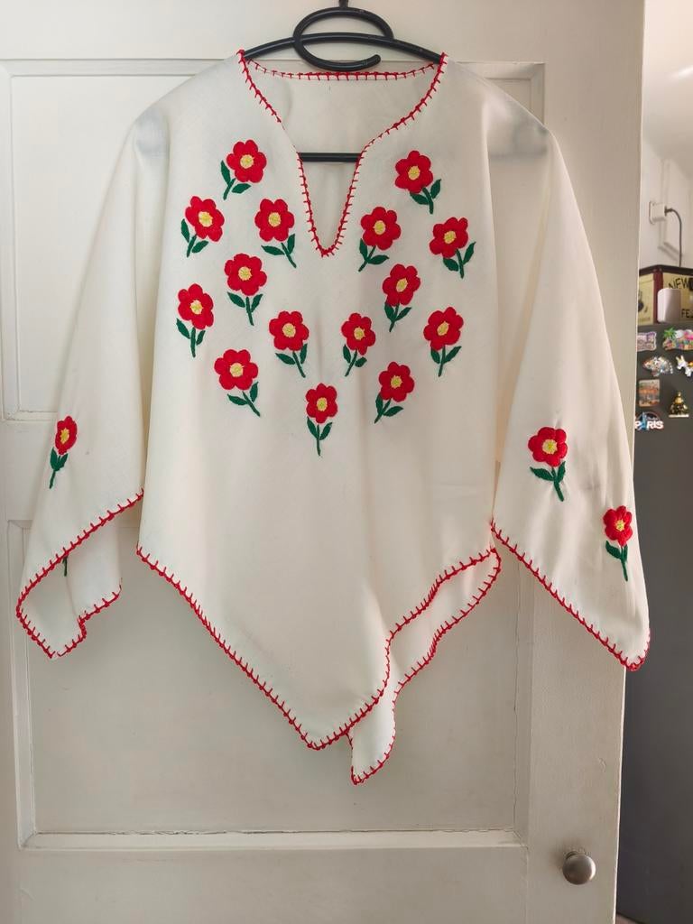 Geborduurde vintage top/bloes 40/42, Ophalen of Verzenden, Zo goed als nieuw, Korte mouw
