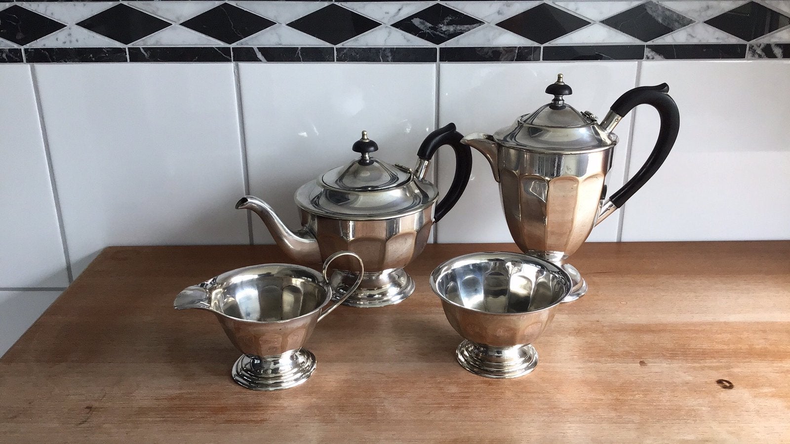 Verzilverd vinted servies, Antiek en Kunst, Antiek | Servies compleet, Ophalen of Verzenden