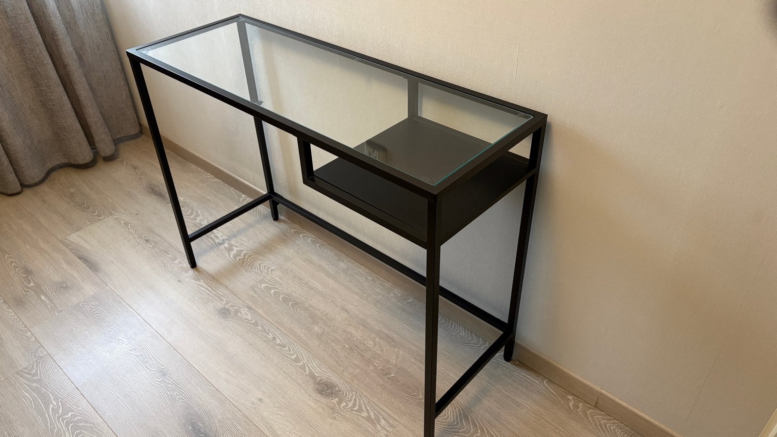 Laptoptafel met glazen blad (100x36x74 cm), Huis en Inrichting, Ophalen, Zo goed als nieuw