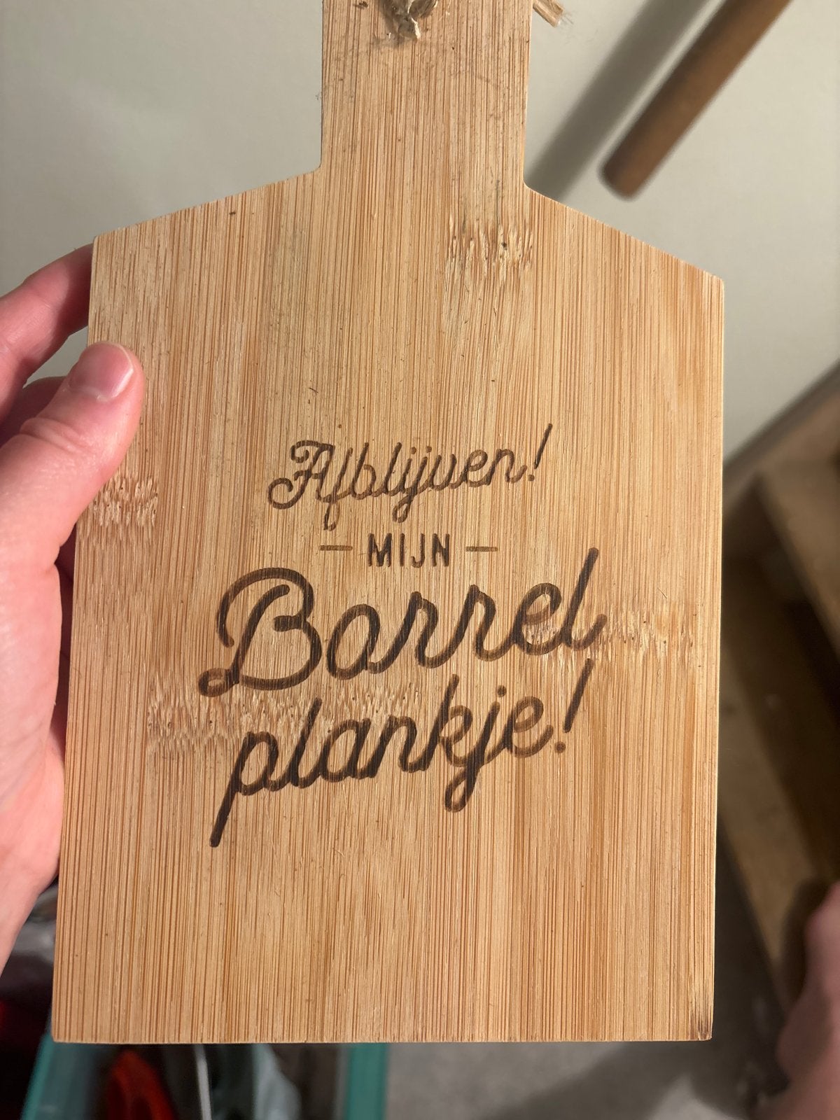Afblijven! Mijn Borrelplankje! - Houten Snij-/Serveerplank, Gebruikt, Hout, Snij-/serveerplank, Ophalen of Verzenden