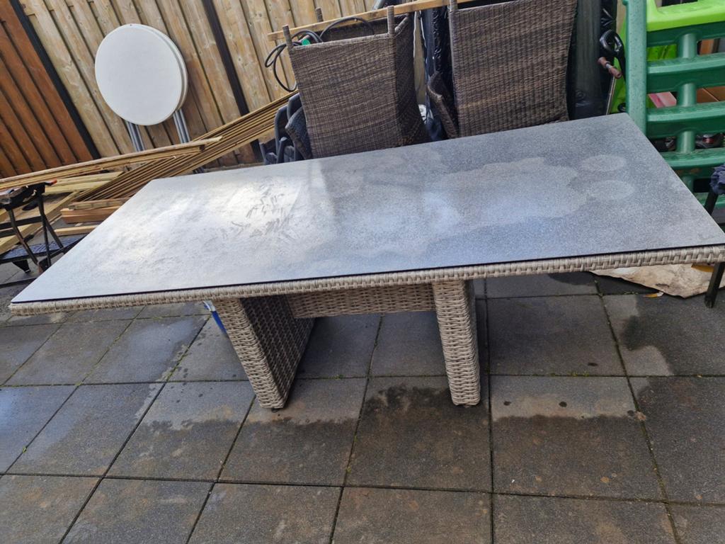 Tuintafel (grijs), Tuin en Terras, Tuintafels, Ophalen of Verzenden, Gebruikt, Rechthoekig