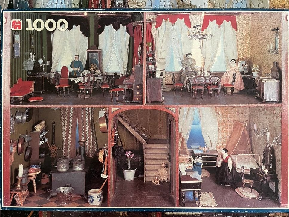 Jumbo legpuzzel 1000 stukjes poppenhuis, Hobby en Vrije tijd, Ophalen of Verzenden, 500 t/m 1500 stukjes, Zo goed als nieuw, Legpuzzel