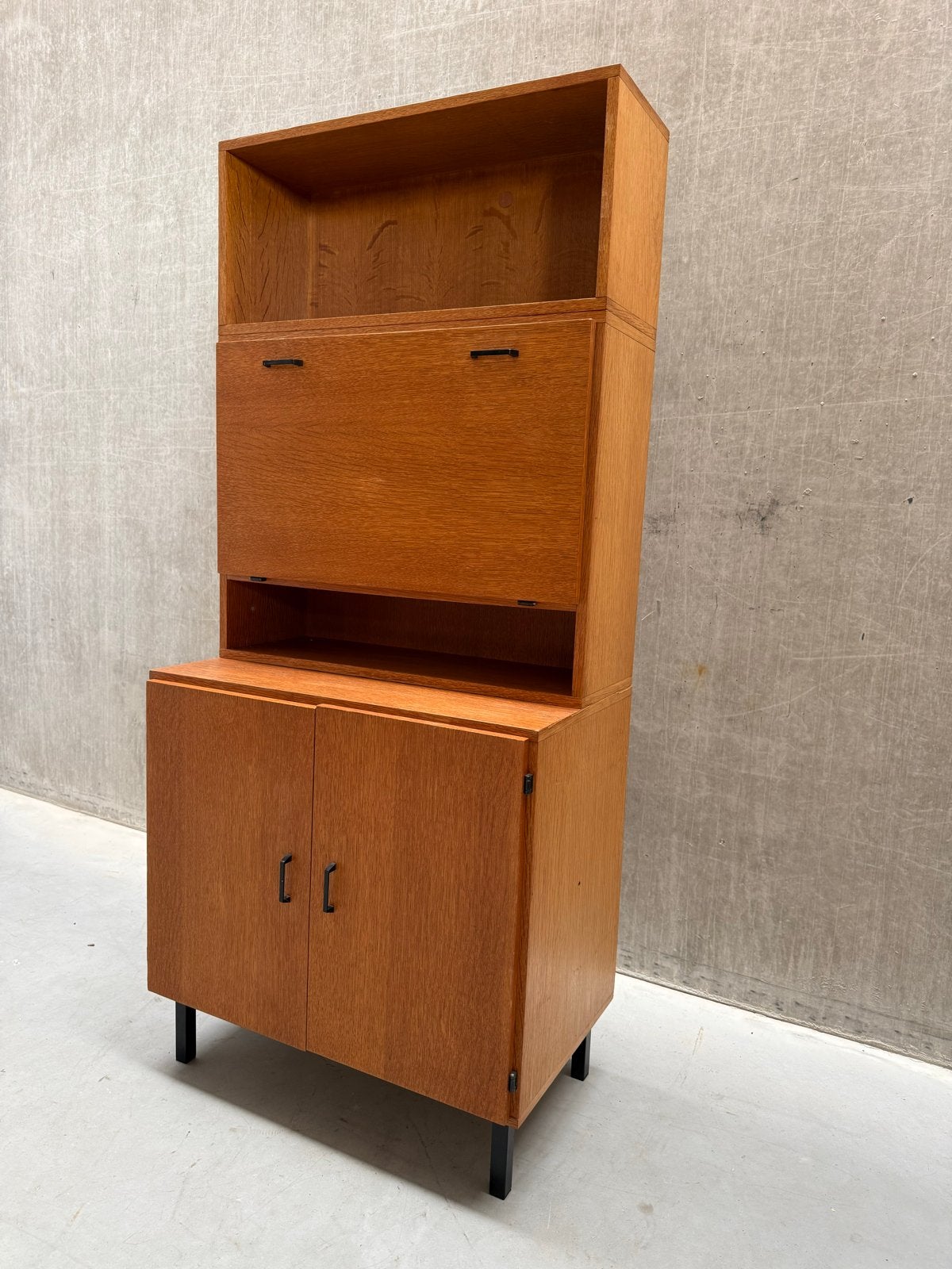 2 Simpla Lux Vintage Wandkasten - Secretaire/Barkast Optie, Ophalen, Gebruikt, X, 150 tot 200 cm