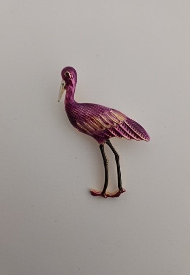Goudkleurige broche vogel paars, Verzenden, Nieuw, Paars, Overige materialen