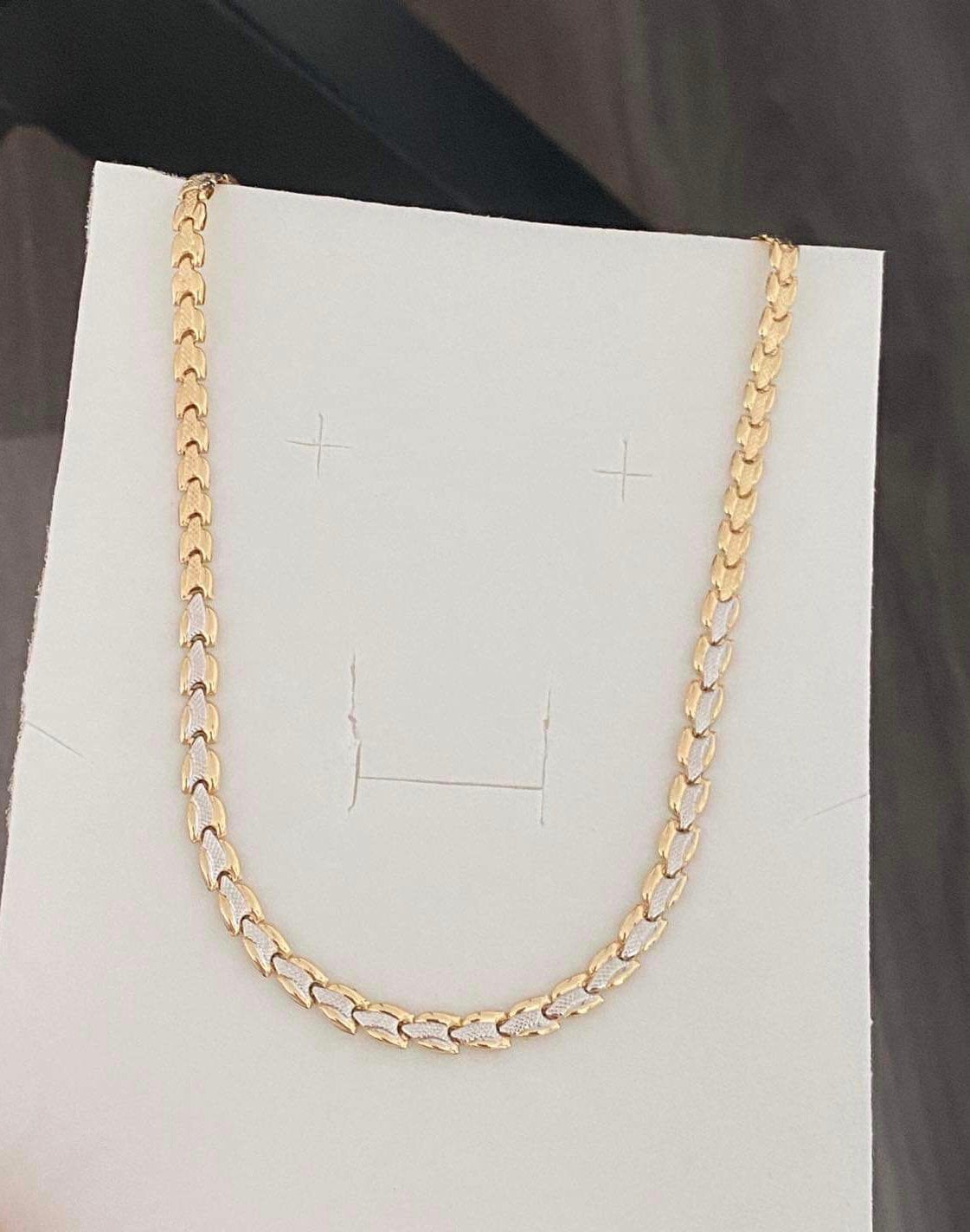 14 karaat (585) gouden ketting, wit en geel goud, Sieraden, Tassen en Uiterlijk, Kettingen, Ophalen of Verzenden, Nieuw, Goud