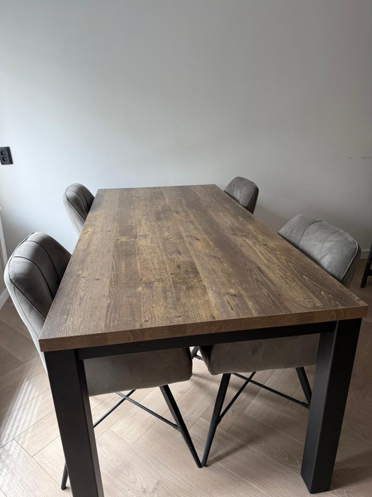 eettafel met stoelen, Huis en Inrichting, Tafels | Eettafels, Ophalen, Gebruikt, 50 tot 100 cm, 150 tot 200 cm