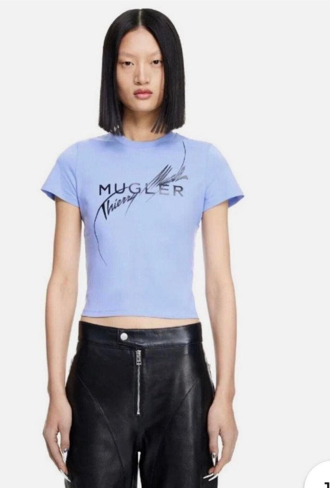 Thierry Mugler X H&M Blue Logo Star T-Shirt L, Ophalen of Verzenden, Zo goed als nieuw, Blauw, Korte mouw