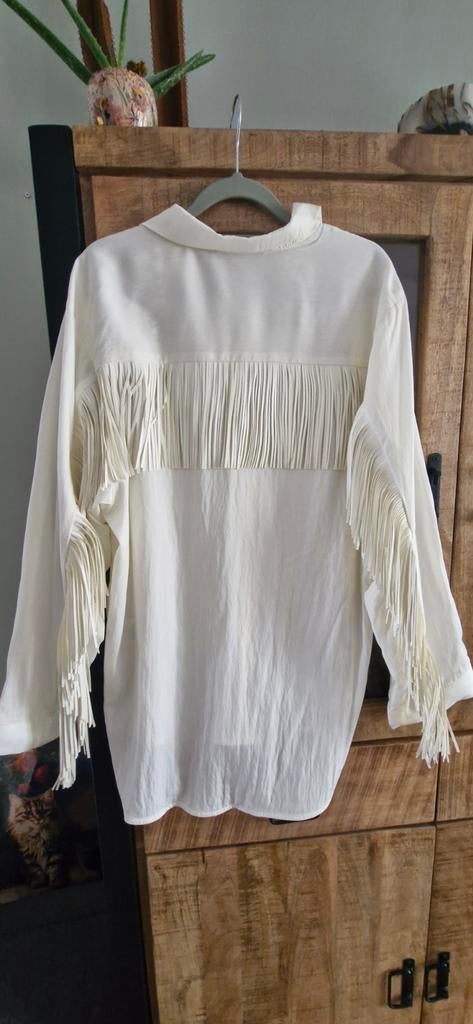 Western / boho / festival blouse met franjes ecru 40 Aview, Ophalen of Verzenden, Zo goed als nieuw, Maat 42/44 (L), Wit