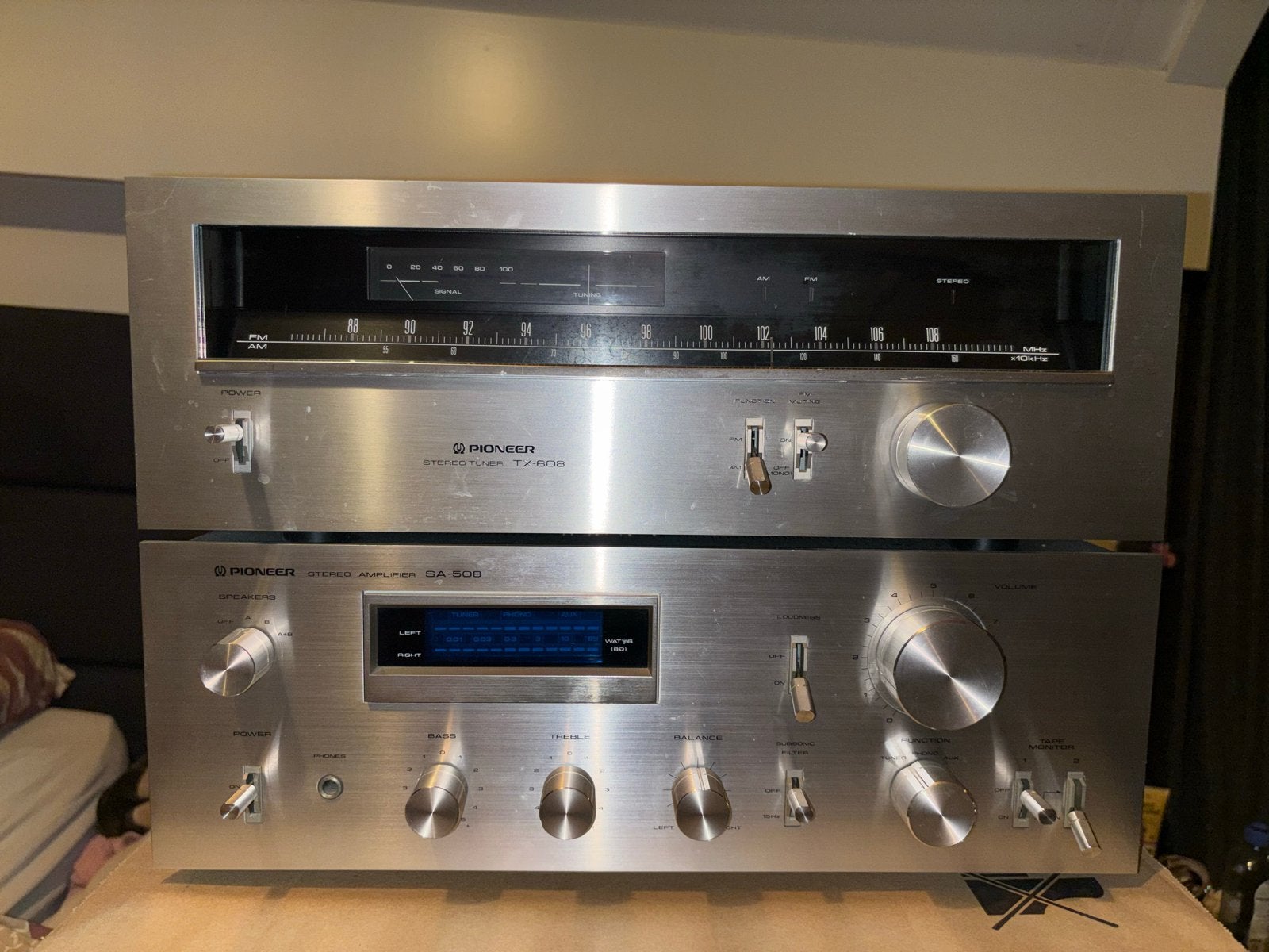Pioneer Stereo Tuner TX-608 en Stereo Amplifier SA-508, Ophalen, Gebruikt, Tuner of Radio, Losse componenten