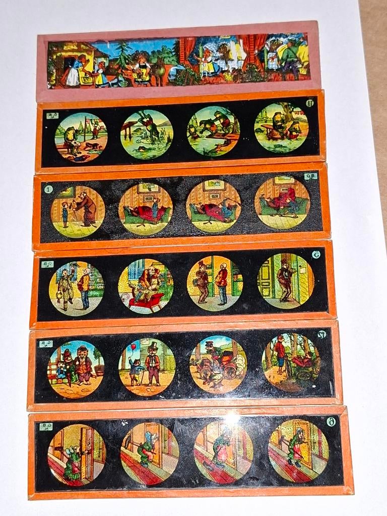 12  toverlantaarnplaatjes / diascopen - Sprookjes enz, Ophalen of Verzenden