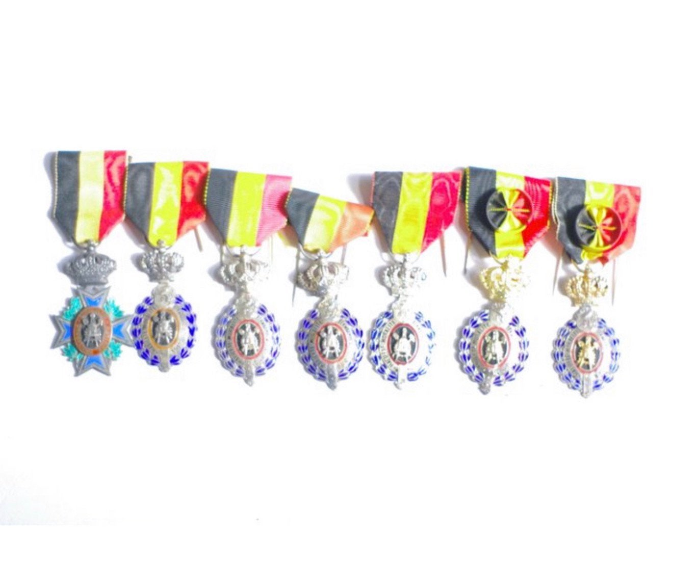 7x Belgische medaille belgie 1ste 2de klasse Dienstmedaillon, Postzegels en Munten, Penningen en Medailles, Ophalen of Verzenden