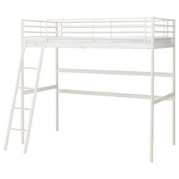 Ikea hoogslaper 140x200 wit metaal (Tromso), Ophalen, Gebruikt, Hoogslaper, Tweepersoons