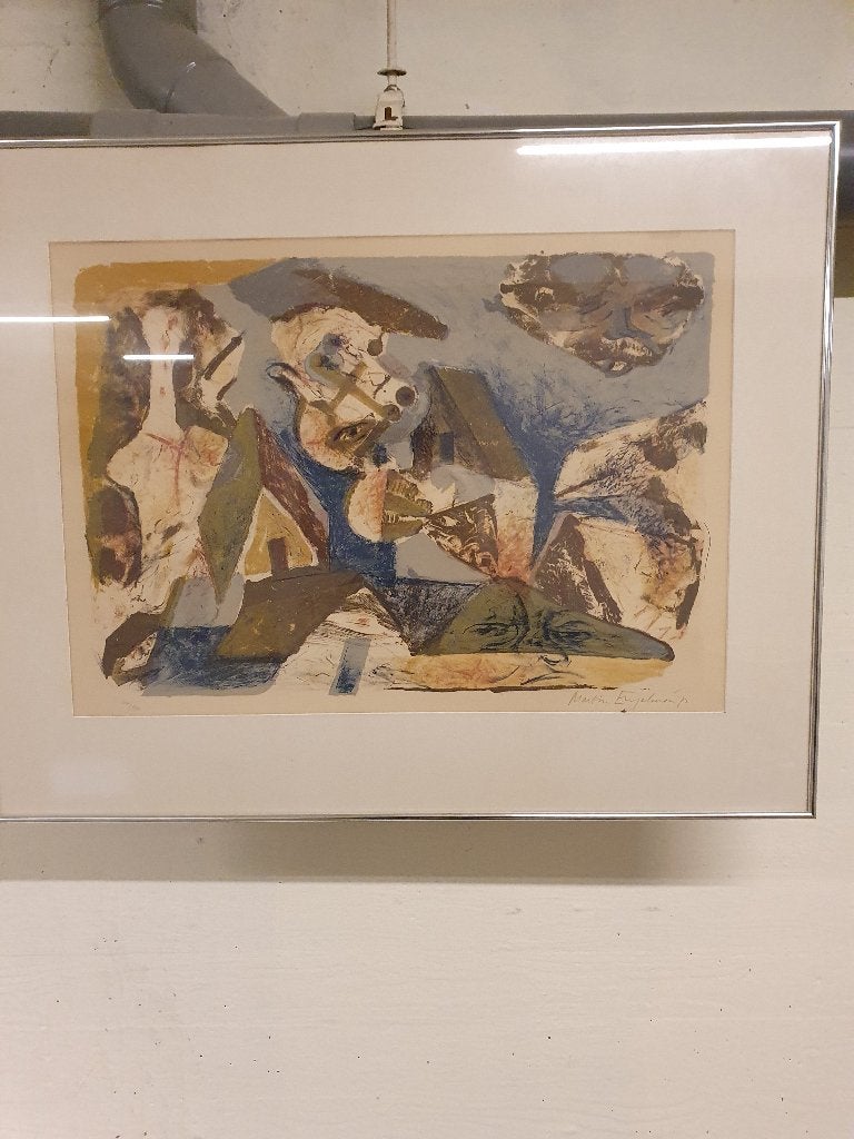 Schilderij Martin Engelman., Antiek en Kunst, Kunst | Schilderijen | Modern, Ophalen, Glas, Achter glas