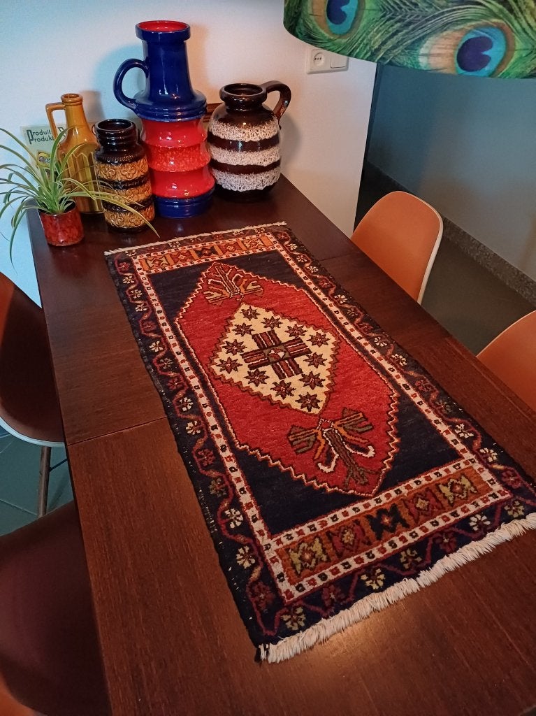 108 x 52 cm. VINTAGE tafelkleed Perzisch kleed., Gebruikt, 52 cm, 108 cm, Ophalen of Verzenden