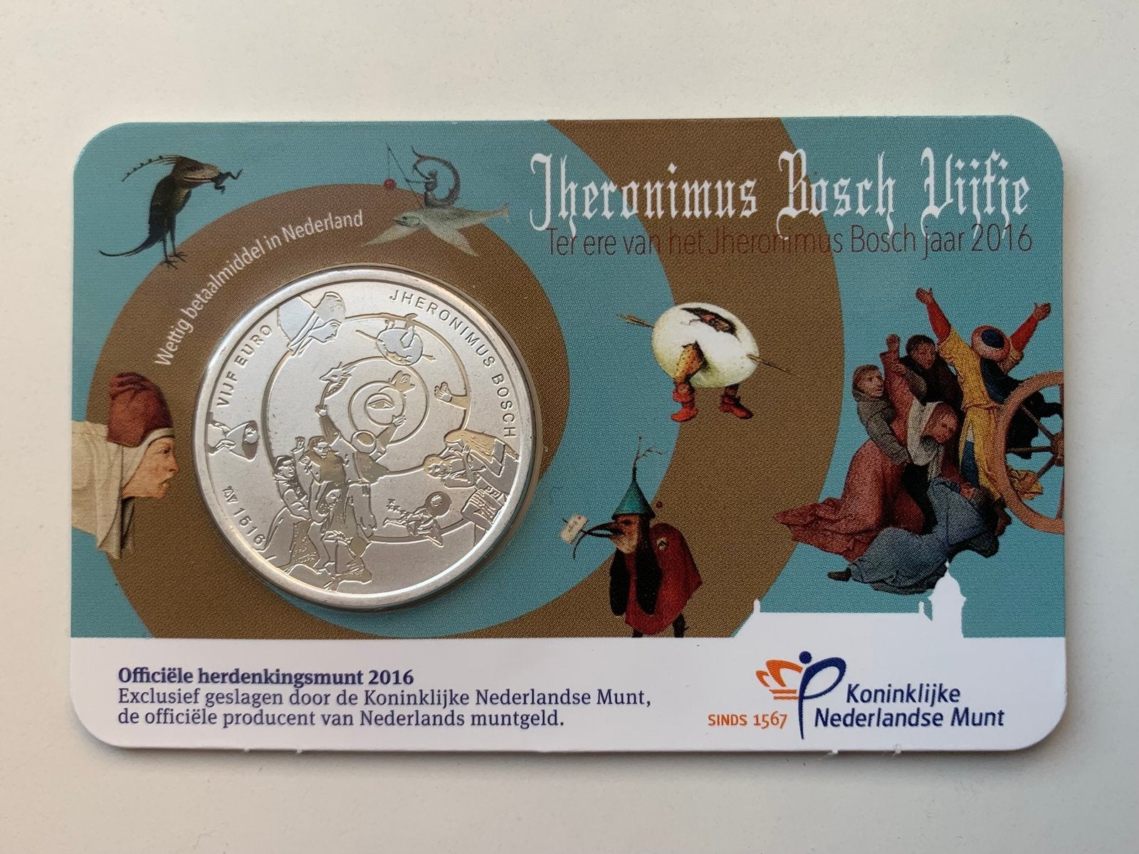 Coincard Jheronimus Bosch UNC 2016, Ophalen of Verzenden, Overige landen, 2 euro