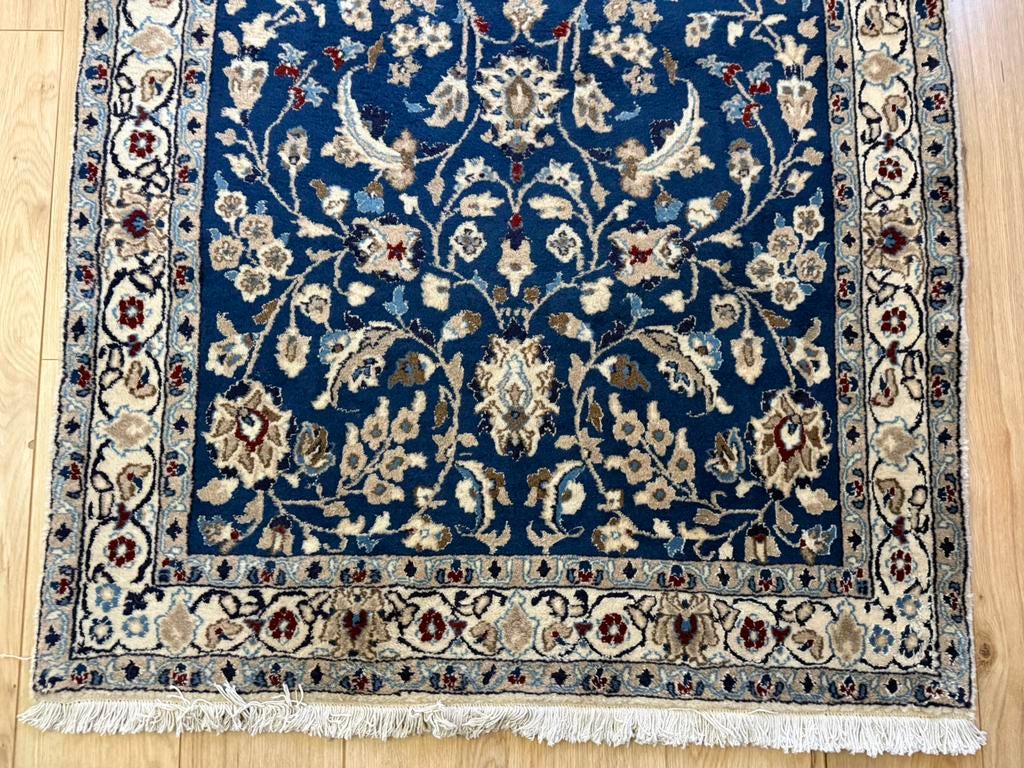 Vintage Handgeknoopt Perzisch Nain tapijt – 208  x 117 cm, 100 tot 150 cm, Info@bababoho.com, Ophalen of Verzenden, Klassiek interieur | Hotel chique | Mid-century modern