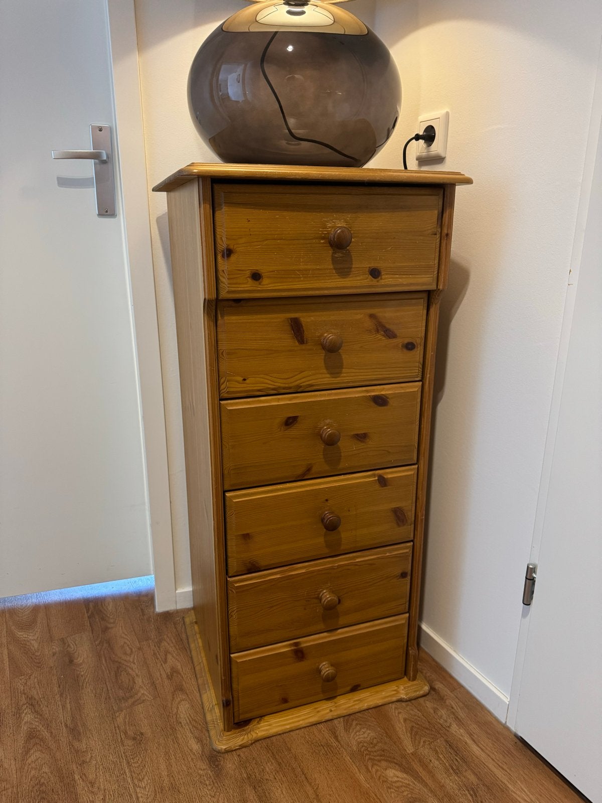 Hoge Grenenhouten Ladekast - 42x46x102 cm, Ophalen, Minder dan 50 cm, Gebruikt, 5 laden of meer