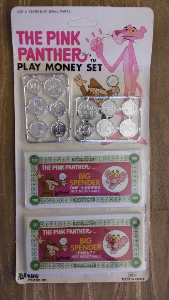 The Pink Panter play money Set speelgeld 1988 vintage set, Verzamelen, Stripfiguren, Verzenden, Overige figuren, Zo goed als nieuw
