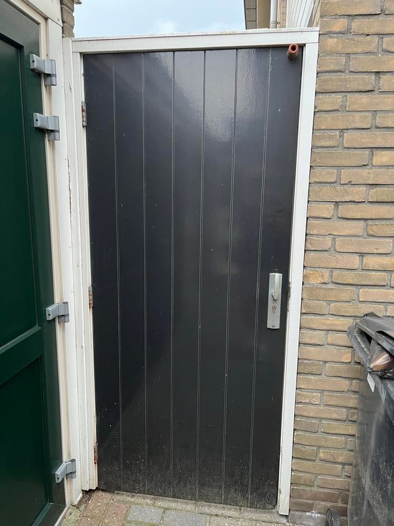 Zwarte buitendeur met kozijn, 98,5x206 cm, Ophalen, Gebruikt, 80 tot 100 cm, Buitendeur
