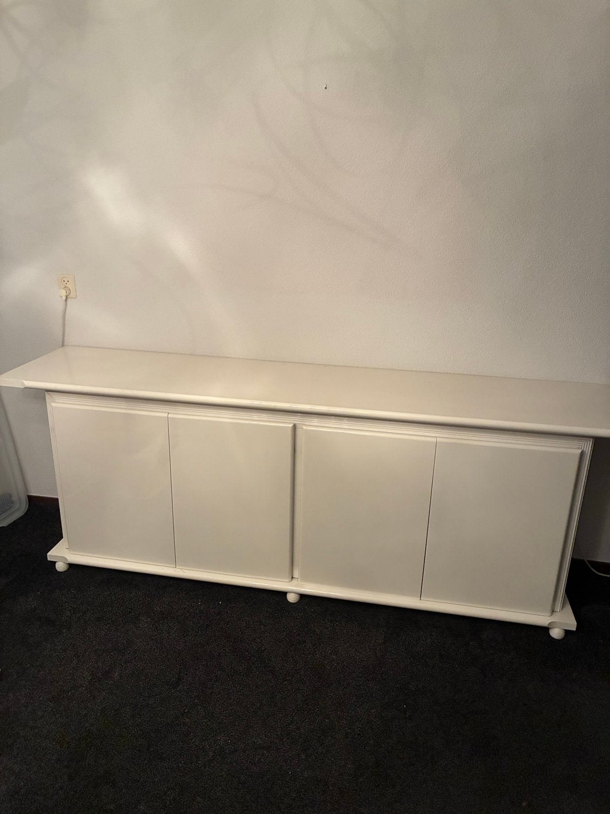 wit hoogglans dressoir met lades en deuren, Ophalen, Overige materialen, Gebruikt, 200 cm of meer