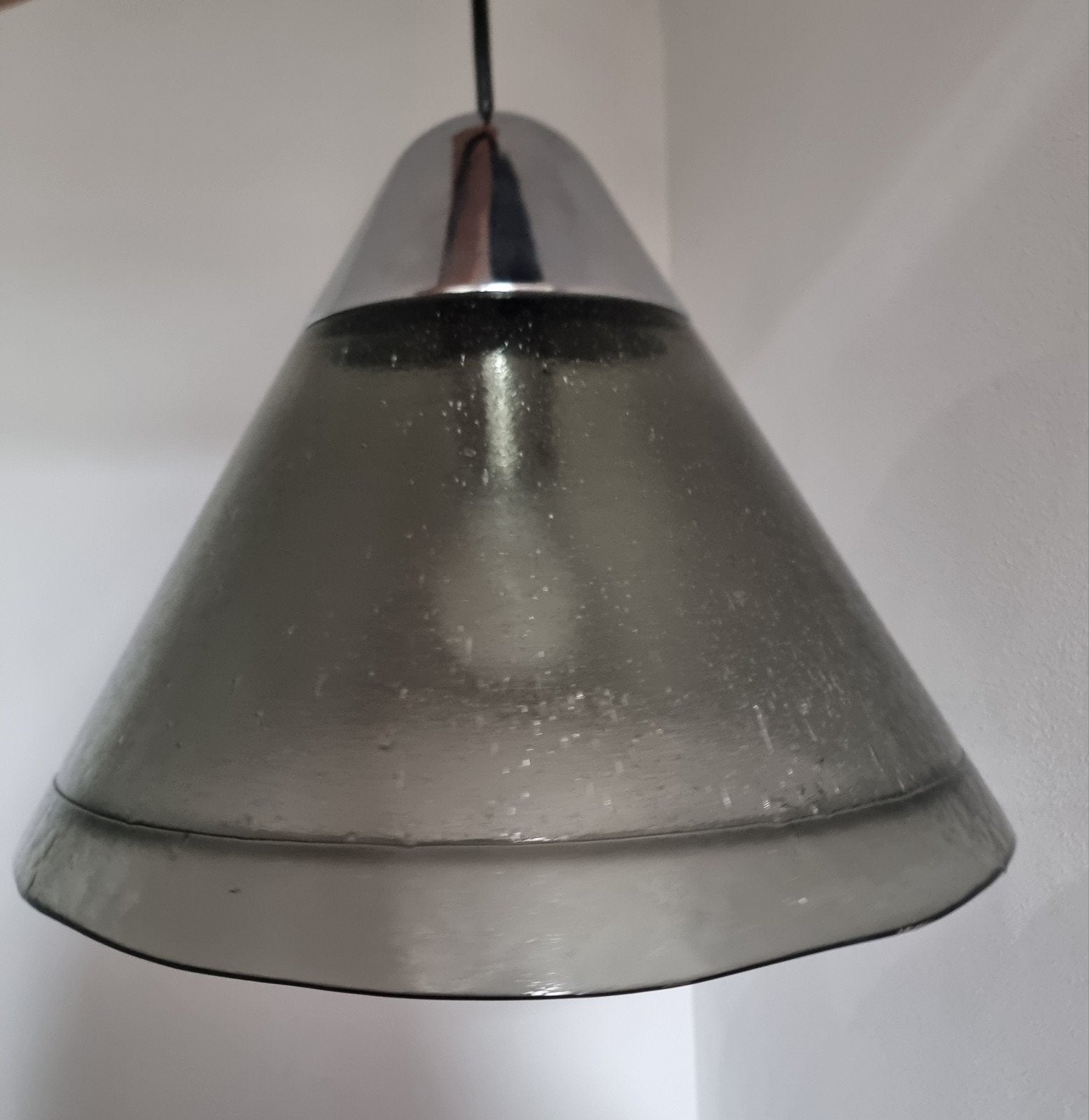 peill & putzler grijze design vintage lamp hanglamp, Ophalen of Verzenden, Gebruikt, Glas