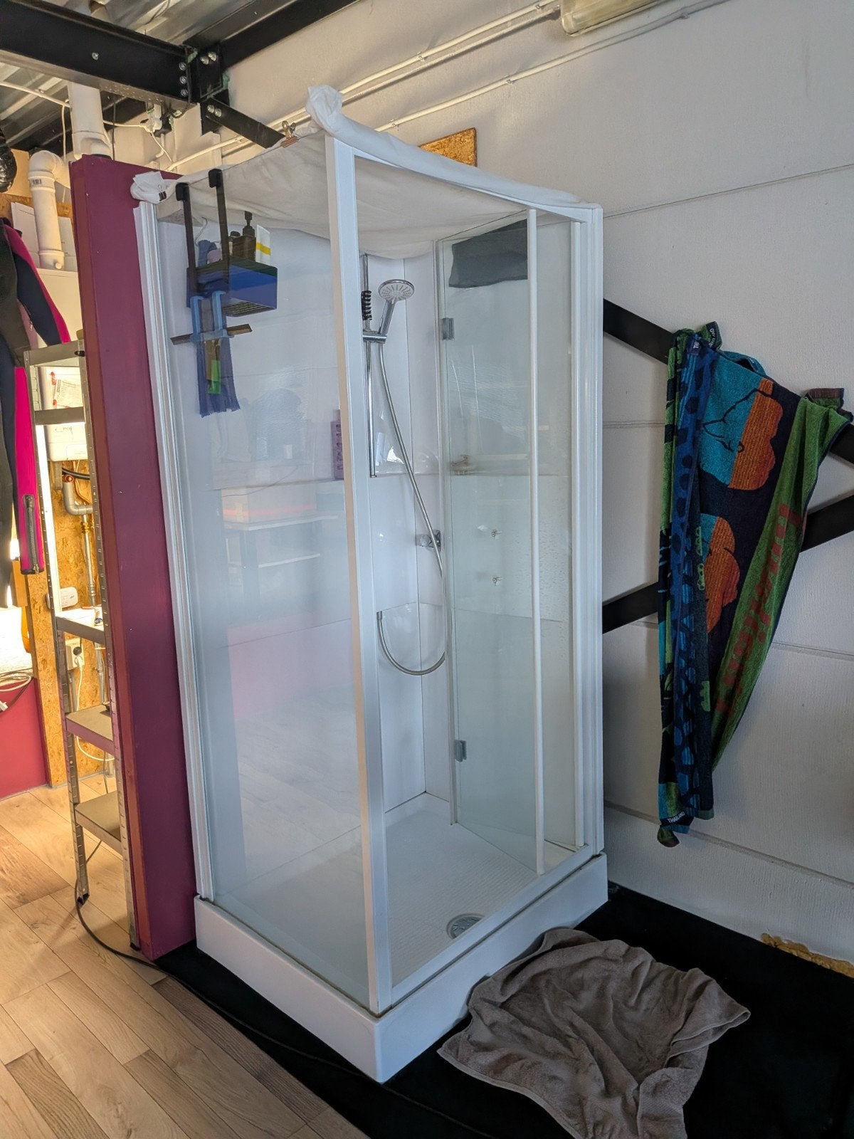 Gratis op te halen Douchecabine met glazen wanden en douchek, Ophalen, Gebruikt, Glas, Douche