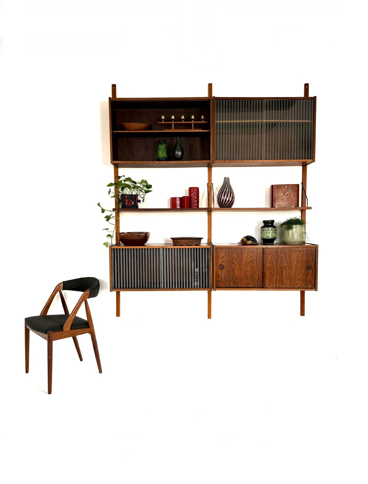 Vintage Deens modulair wandsysteem, Preben Sorensen ‘60, Ophalen of Verzenden, P.S. møbler, 150 tot 200 cm, 25 tot 50 cm