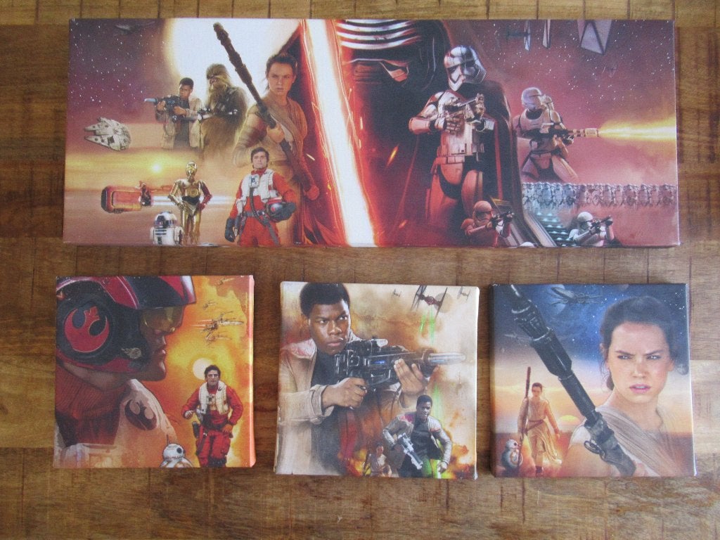 Groot Star Wars schilderij 4 luik op canvas. 80 x 30 cm., Ophalen of Verzenden, Zo goed als nieuw, Schilderij