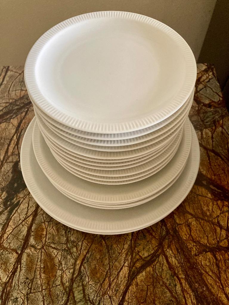 Cannelee ribbel wit Theepot  11 gebaksborden Royal Porcelain, Huis en Inrichting, Keuken | Servies, N, N, Ophalen of Verzenden