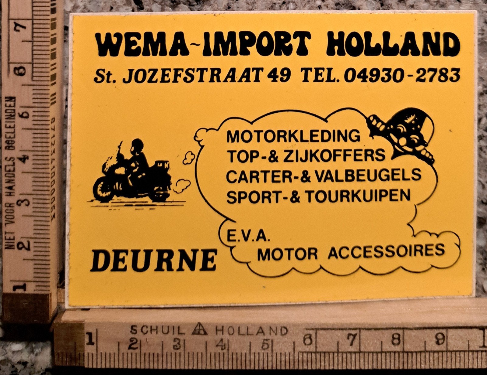 Vintage sticker WEMA import motor accessoires motorhelm, Ophalen of Verzenden, Zo goed als nieuw