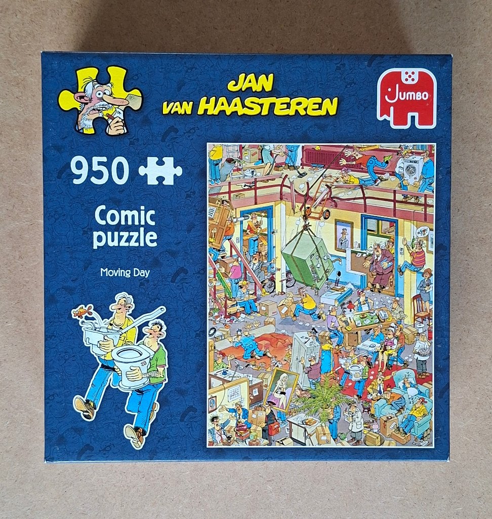 Puzzel Jan van Haasteren, Moving Day, 950 Stukjes, Ophalen of Verzenden, 500 t/m 1500 stukjes, Zo goed als nieuw, Legpuzzel