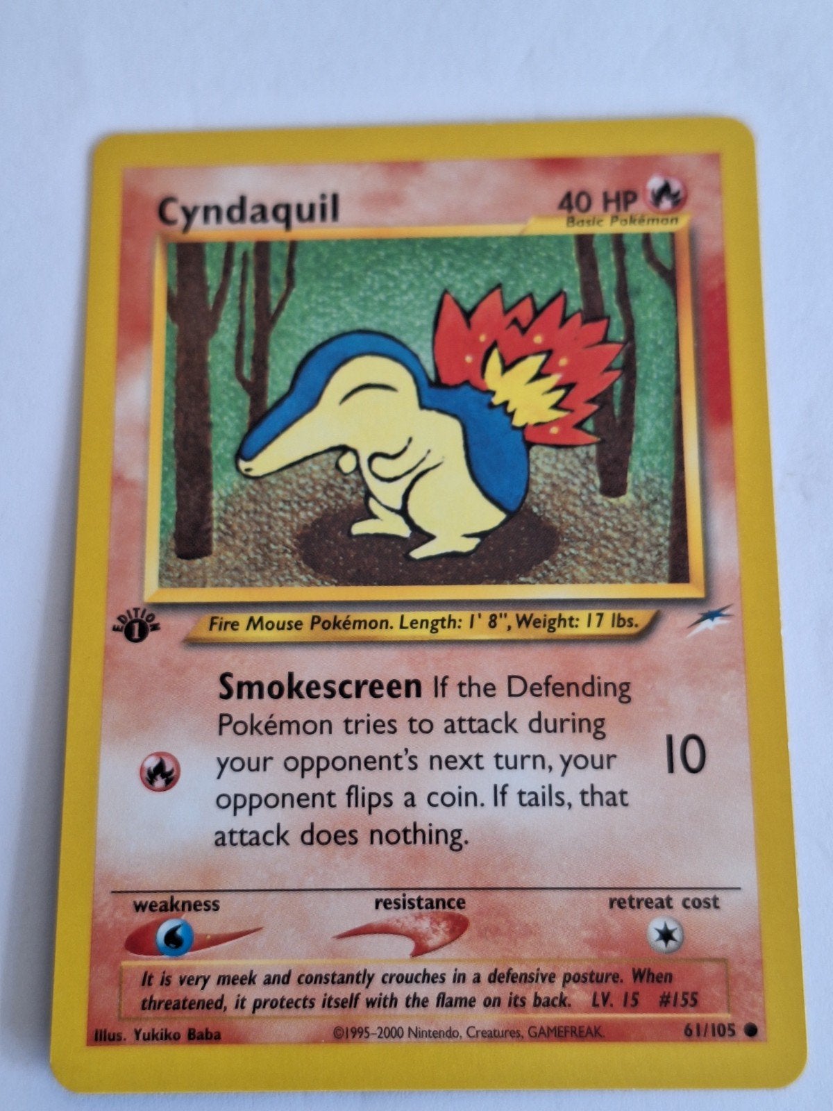 Cyndaquil Pokémon kaart - 1st Edition - 61/105, Verzenden, Gebruikt, Losse kaart
