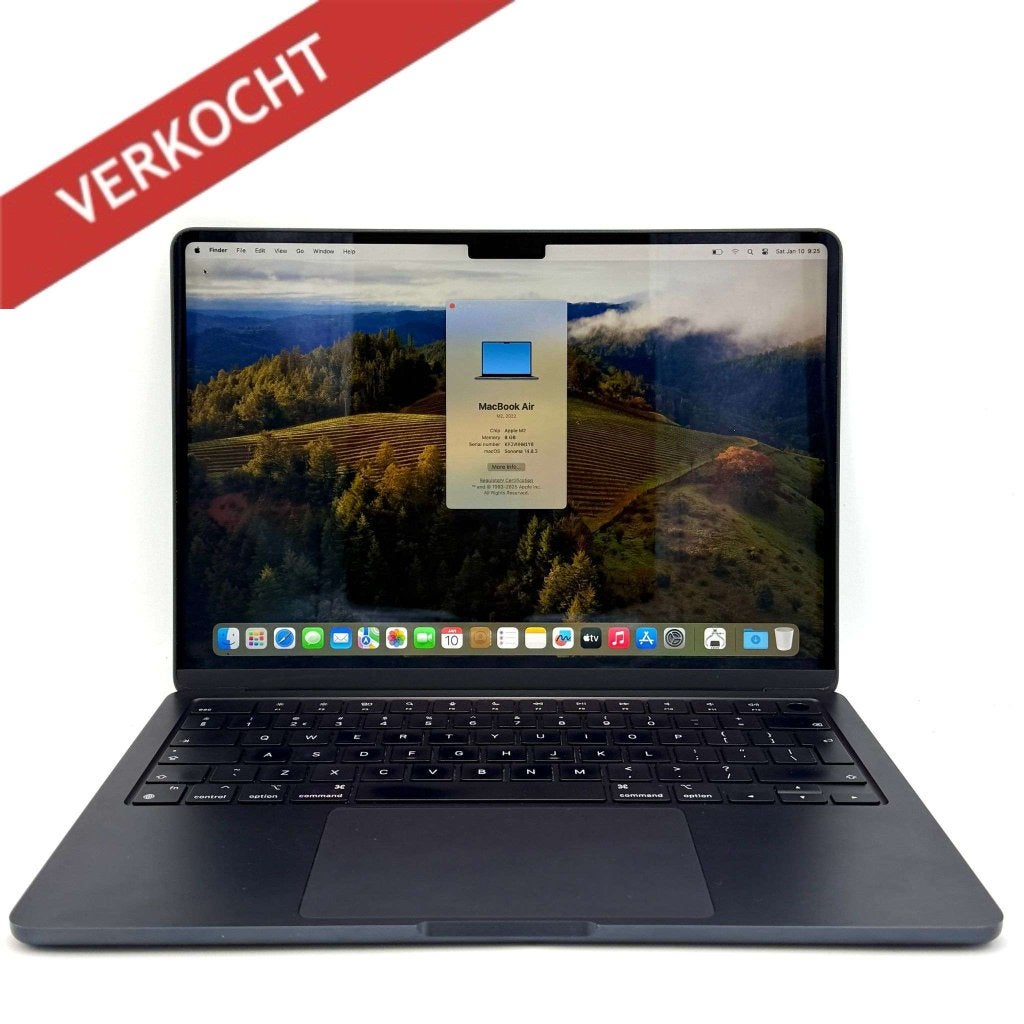 MacBook Air M3 256GB middernacht /100% batt /krasvrij /garan, Apple, Zo goed als nieuw, Support@apple.com, Apple Park Way, Cupertino, California