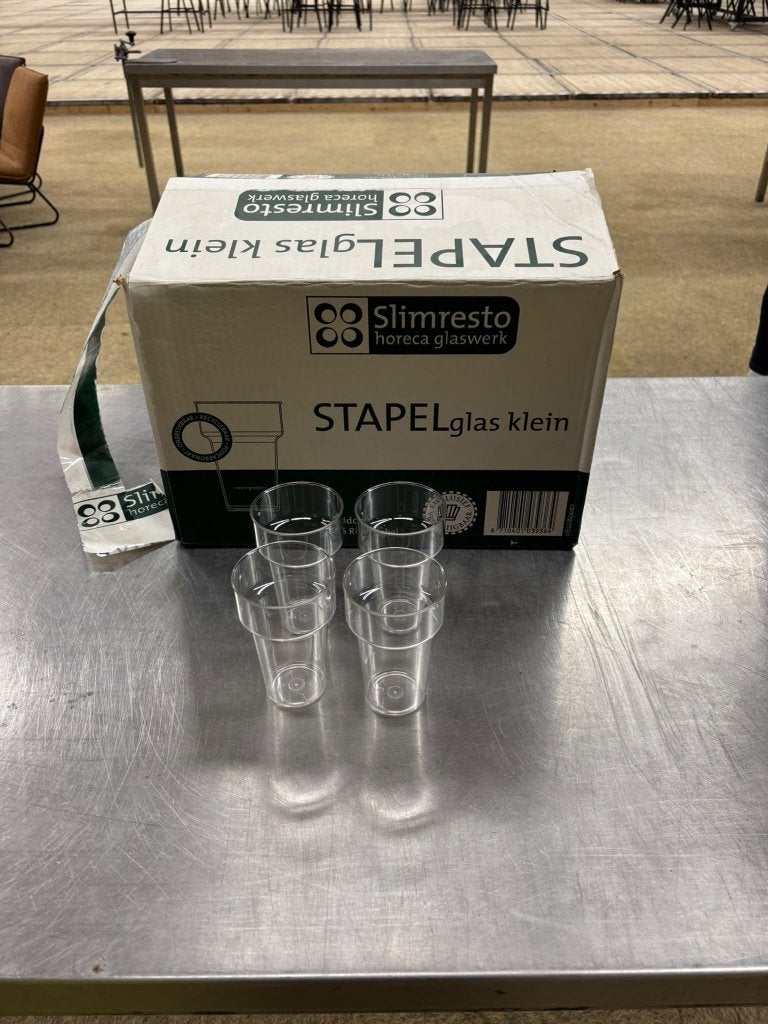 200x Nieuwe hardcup stapelglazen, 17 cl, Slimresto, Ophalen, Nieuw, Kunststof