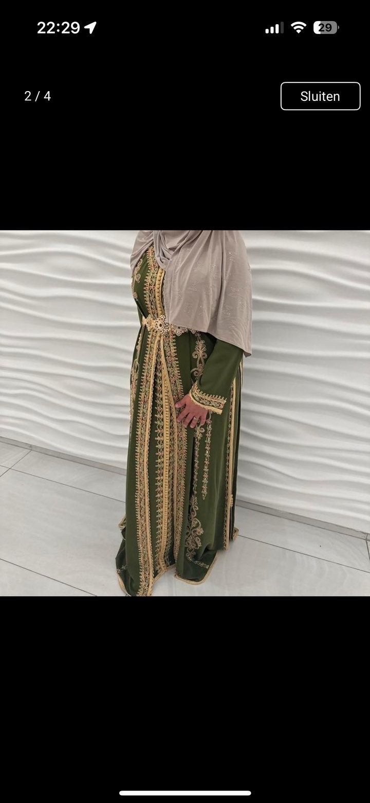 Groene handgenaaide takshita, S t/m XL, Kleding | Dames, Overige typen, Maat 46/48 (XL) of groter, Ophalen of Verzenden, Zo goed als nieuw