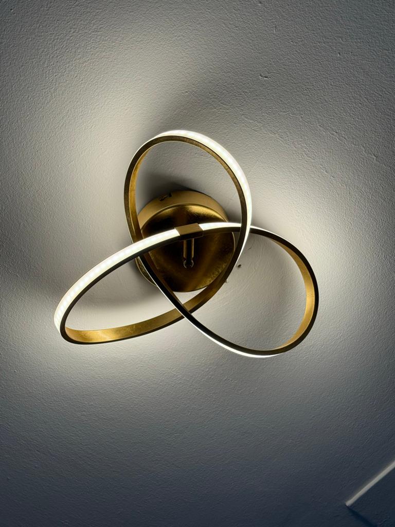 Artistieke Gouden Plafondlamp - Modern Design, Ophalen of Verzenden, Zo goed als nieuw, Metaal