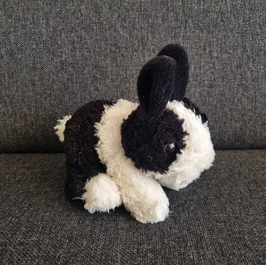 Zwart wit knuffel konijn haas, Ophalen of Verzenden, Konijn