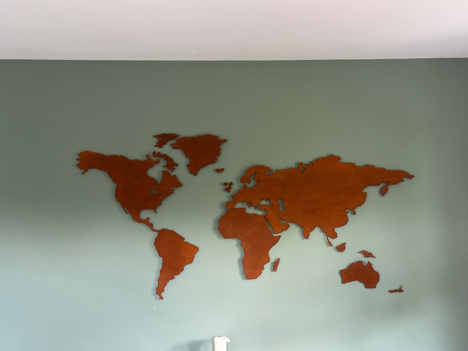 Cortenstaal Wereldkaart 2m x 1m met Instructieposter, Ophalen, Metaal, Wandsculptuur, Industrieel