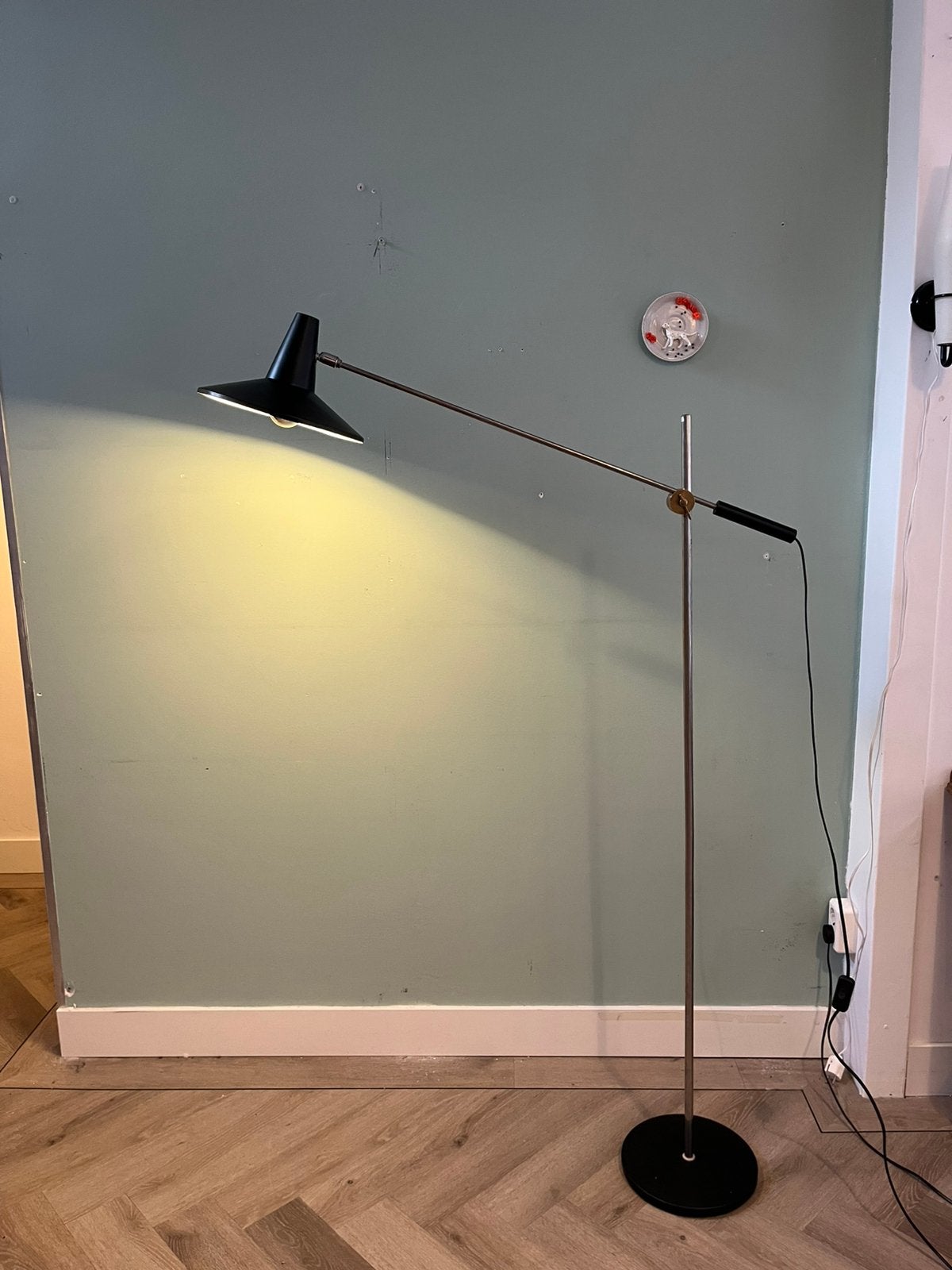 Naw Van Doorn/ Anvia staande lamp midcentury, Huis en Inrichting, Lampen | Vloerlampen, Ophalen, E27 (groot), Zo goed als nieuw