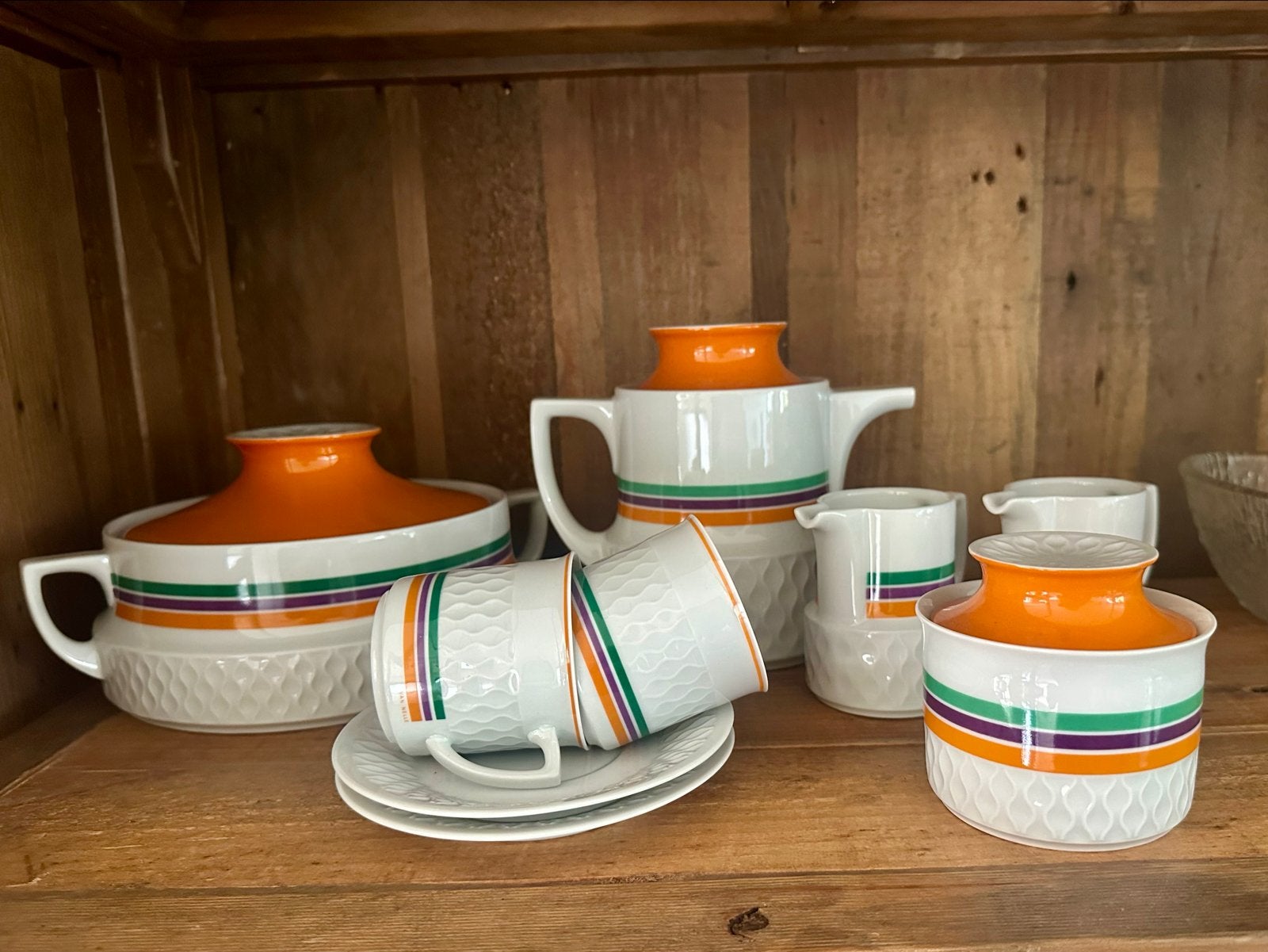 Vintage Schirnding Bavaria servies - Oranje, groen, paars, Ophalen of Verzenden