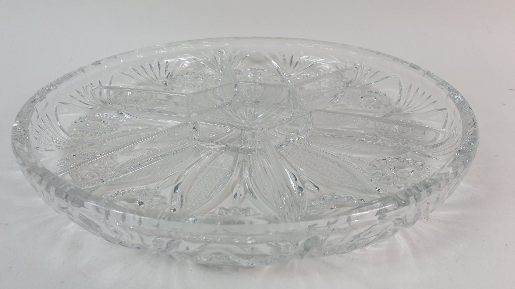 Vintage hapjesschaal, geslepen kristal met ster. 4C6, Ophalen of Verzenden