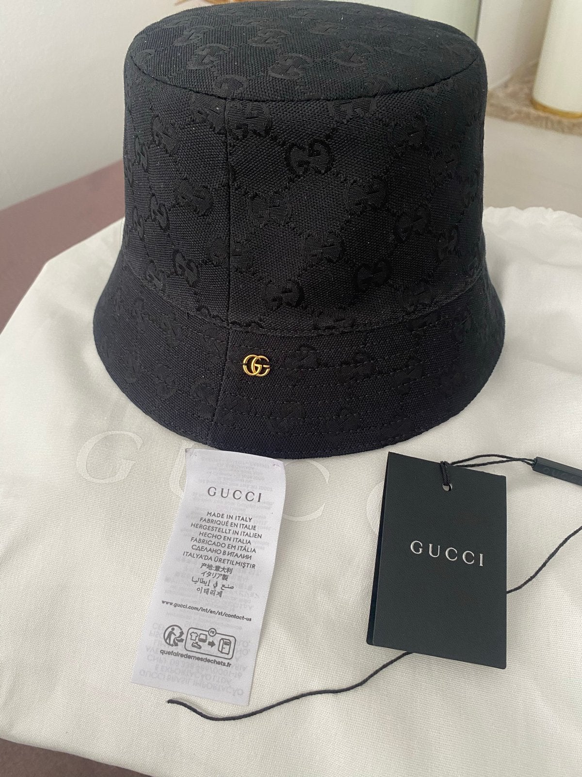 Gucci GG Omkeerbare Vissershoed - Zwart/Beige, Ophalen of Verzenden, Nieuw, 55 cm (S, 6⅞ inch) of minder, Hoed