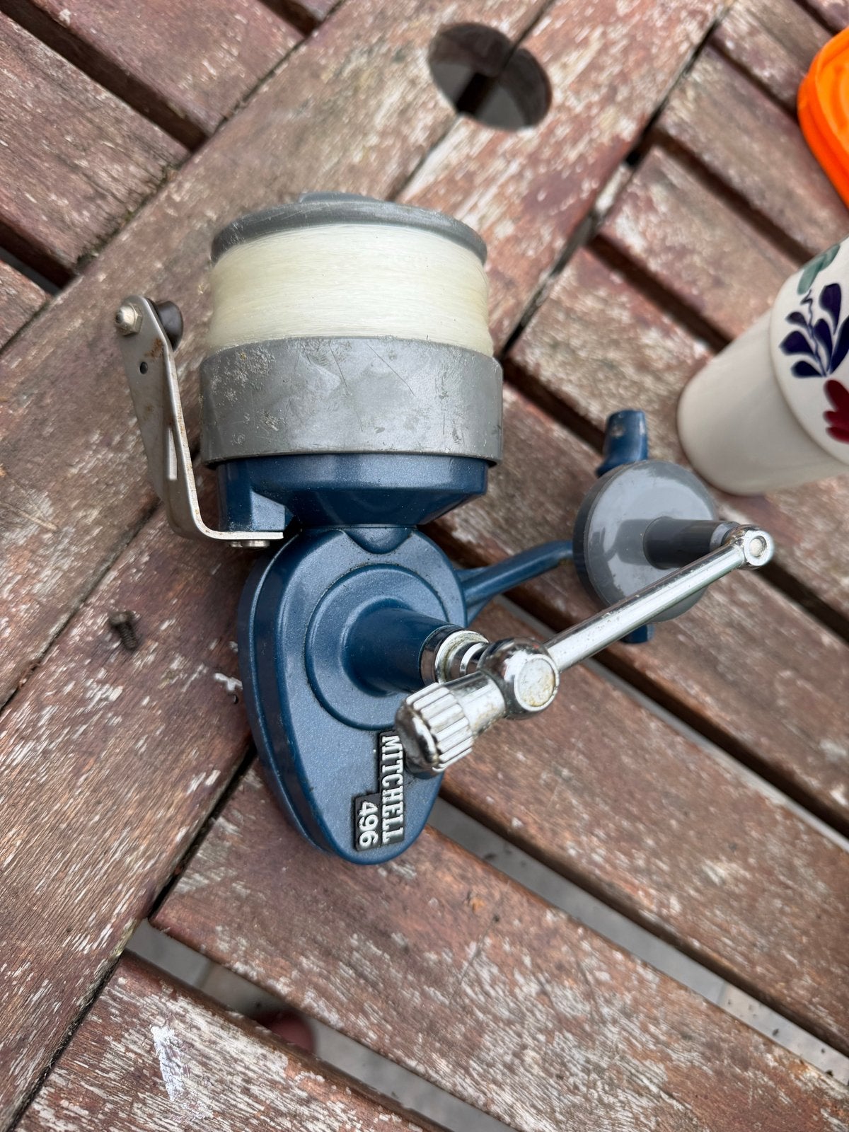 Mitchell 496 Zeemolen - Goed Werkende Staat, Watersport en Boten, Ophalen of Verzenden, Gebruikt, Molen
