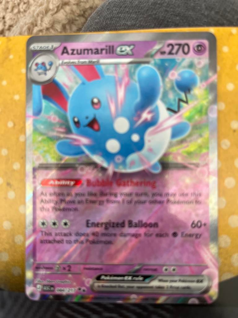 Azumarill EX Pokémon Kaart - Full Art Holo, Ophalen of Verzenden, Zo goed als nieuw, Losse kaart, Foil